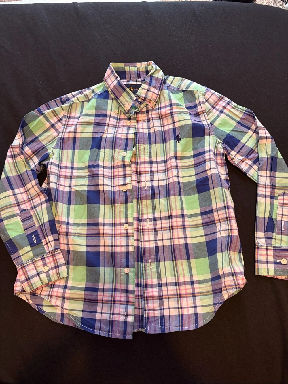 Ralph Lauren Blue, Green & Pink Plaid Button-Down Shirt